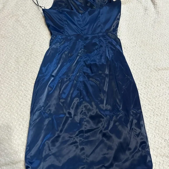 Elegant Navy Blue Strapless Dress - Picture 4 of 4